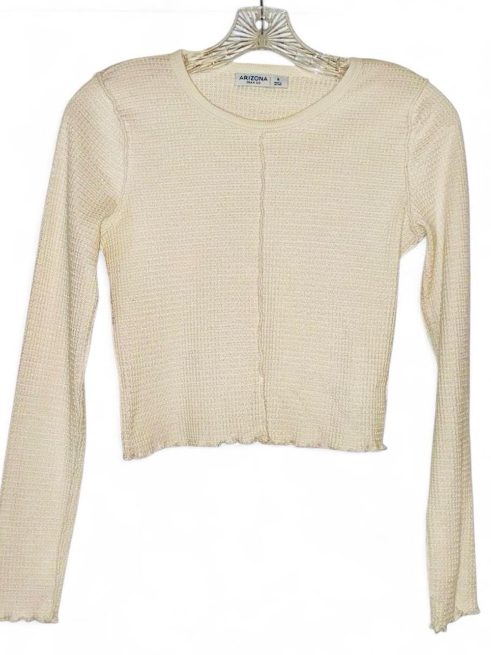 Arizona Jean Company Cream Waffle Lkng Sleeve Small